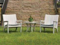 Berlin Gardens Mayhew Recycled Plastic 20'' Square End Table -Patio Vibe Store BLGMAYHWLNGSET31 zm