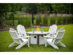 Breezesta Elementz Recycled Plastic 48'' Round Chat Height Fire Pit Table -Patio Vibe Store BRECOASTLFRPTLNGSET31 zm