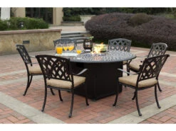 Darlee Outdoor Living Series 60 Antique Bronze Cast Aluminum 52 Round Propane Fire Pit Chat Table