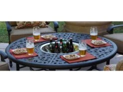 Darlee Series 80 52-Inch Cast Aluminum Wood Burning Fire Pit Chat Table With Ice Bucket -Patio Vibe Store DADL80QB4 zm
