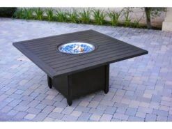 Darlee Outdoor Living Brooklyn Aluminum Multibrown 60'' Square Propane Dining Fire Pit Table