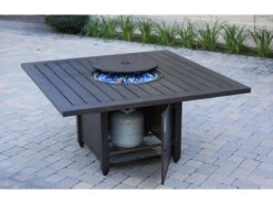 Darlee Outdoor Living Brooklyn Aluminum Multibrown 60'' Square Propane Dining Fire Pit Table -Patio Vibe Store DAN27GW3 zm