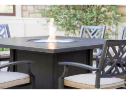 Darlee Outdoor Living Brooklyn Aluminum Multibrown 60'' Square Propane Dining Fire Pit Table -Patio Vibe Store DAN27GW4 zm