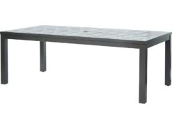 Ebel Palermo Aluminum 85''W X 42''D Rectangular Dining Table With Umbrella Hole -Patio Vibe Store EBL8271 zm