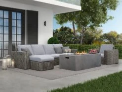 Ebel Antibes Bellino Aluminum 60''W X 30''D Rectangular Fire Pit Table With Lid -Patio Vibe Store EBLMIAFRPTLNGSET21 zm