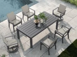 Ebel Palermo Aluminum 85''W X 42''D Rectangular Dining Table With Umbrella Hole