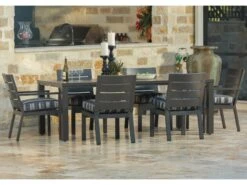 Ebel Palermo Aluminum 85''W X 42''D Rectangular Dining Table With Umbrella Hole -Patio Vibe Store EBLPLRMODINSET11 zm