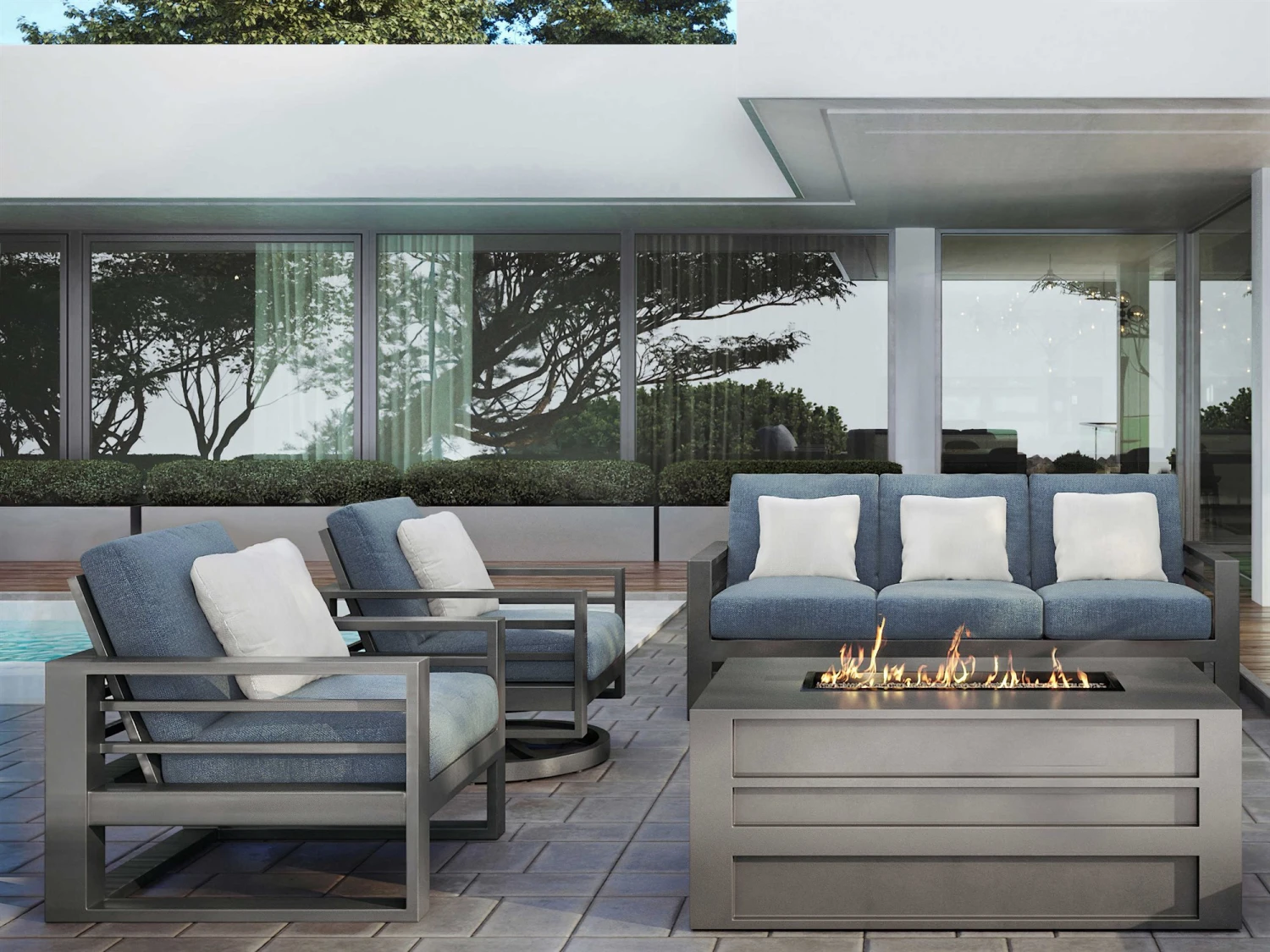 Ebel Trevi Aluminum 50''W X 32''D Rectangular Plank Top Fire Pit Table With Lid 2 Ebel Trevi Aluminum 50''W X 32''D Rectangular Plank Top Fire Pit Table With Lid - Image 2