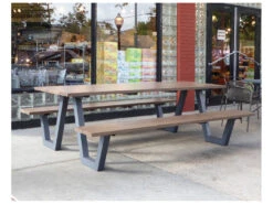 EMU Sid Aluminum Antique Iron 96'W X 32''D Rectangular Picnic Table -Patio Vibe Store EM18213 zm
