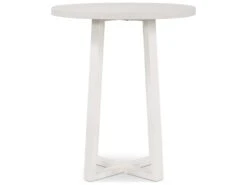 Four Hands Outdoor Constantine Natural White / Sand 30'' Resin Metal Stone Teak Round Counter Table -Patio Vibe Store FHO1078910043 zm