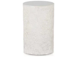 Four Hands Outdoor Constantine Blanc White / Matte White 13'' Concrete Round End Table