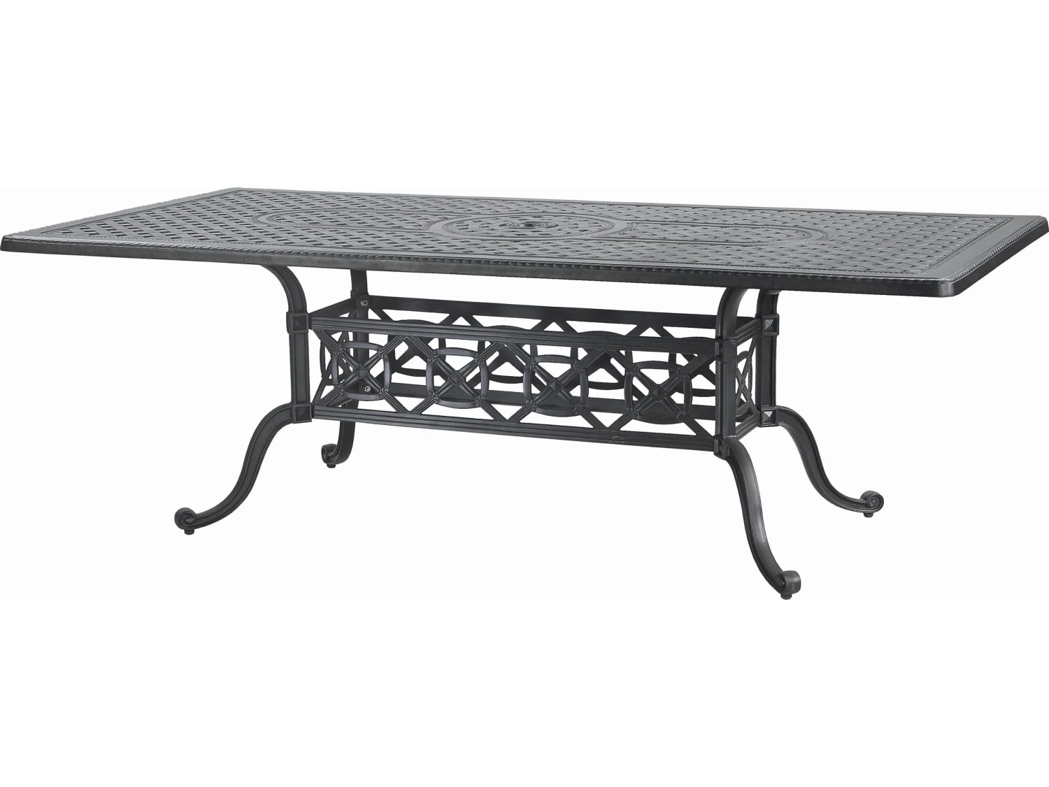 Gensun Grand Terrace Cast Aluminum 63''W X 42''D Rectangular Dining Table With Umbrella Hole 2 Gensun Grand Terrace Cast Aluminum 63''W X 42''D Rectangular Dining Table With Umbrella Hole - Image 2