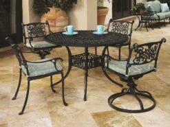 Gensun Michigan Cast Aluminum 48'' Round Dining Table With Umbrella Hole