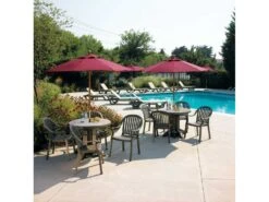 Grosfillex Atlanta Resin Shiplap 42'' Round Dining Table With Umbrella Hole