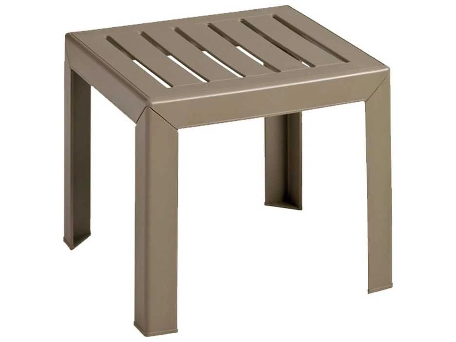 Grosfillex Bahai Resin Taupe 16'' Square End Table 2 Grosfillex Bahai Resin Taupe 16'' Square End Table - Image 2