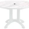 Grosfillex Aquaba Classic Resin White Marble/ White 48'' Round Dining Table With Umbrella Hole