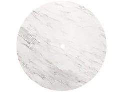Grosfillex Aquaba Classic Resin White Marble/ White 48'' Round Dining Table With Umbrella Hole -Patio Vibe Store GXUS4810043 zm
