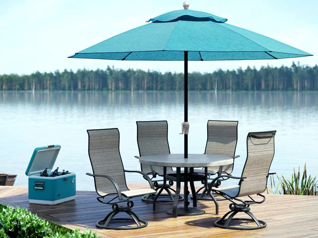 Homecrest Concrete Aluminum 48'' Round Counter Table With Umbrella Hole 2 Homecrest Concrete Aluminum 48'' Round Counter Table With Umbrella Hole - Image 2