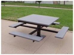 Frog Furnishings T Steel 4 Ft. 67'' Square Picnic Table 7 Frog Furnishings T Steel 4 Ft. 67'' Square Picnic Table -Patio Vibe Store JHPB4BFSPIC3 zm