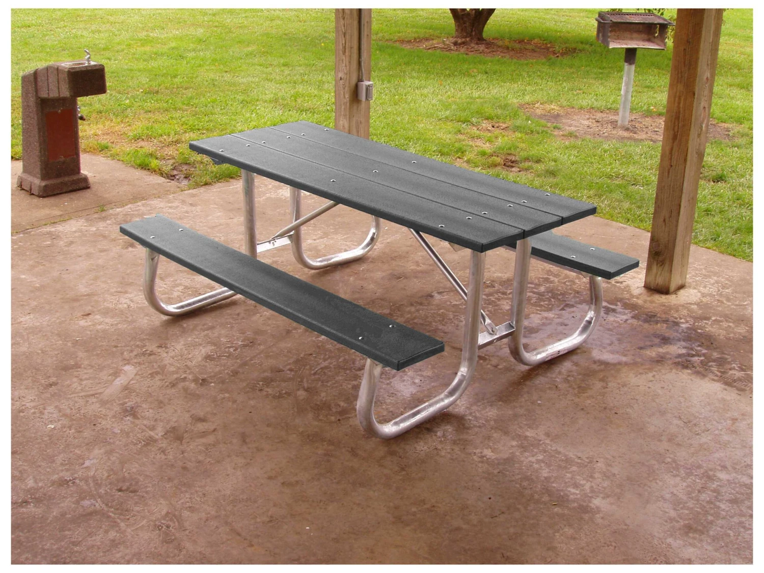 Frog Furnishings Galvanized Steel 6 Ft. 72''W X 70''D Rectangular Picnic Table 2 Frog Furnishings Galvanized Steel 6 Ft. 72''W X 70''D Rectangular Picnic Table - Image 2
