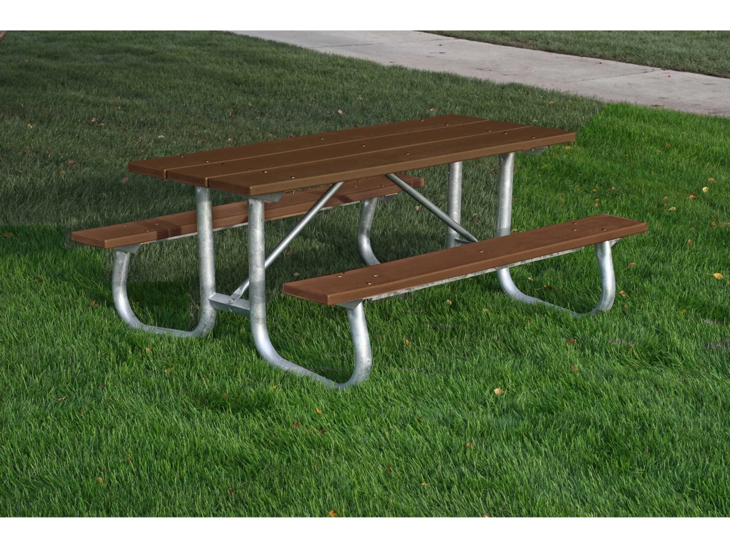 Frog Furnishings Galvanized Steel 6 Ft. 72''W X 70''D Rectangular Picnic Table 1 Frog Furnishings Galvanized Steel 6 Ft. 72''W X 70''D Rectangular Picnic Table