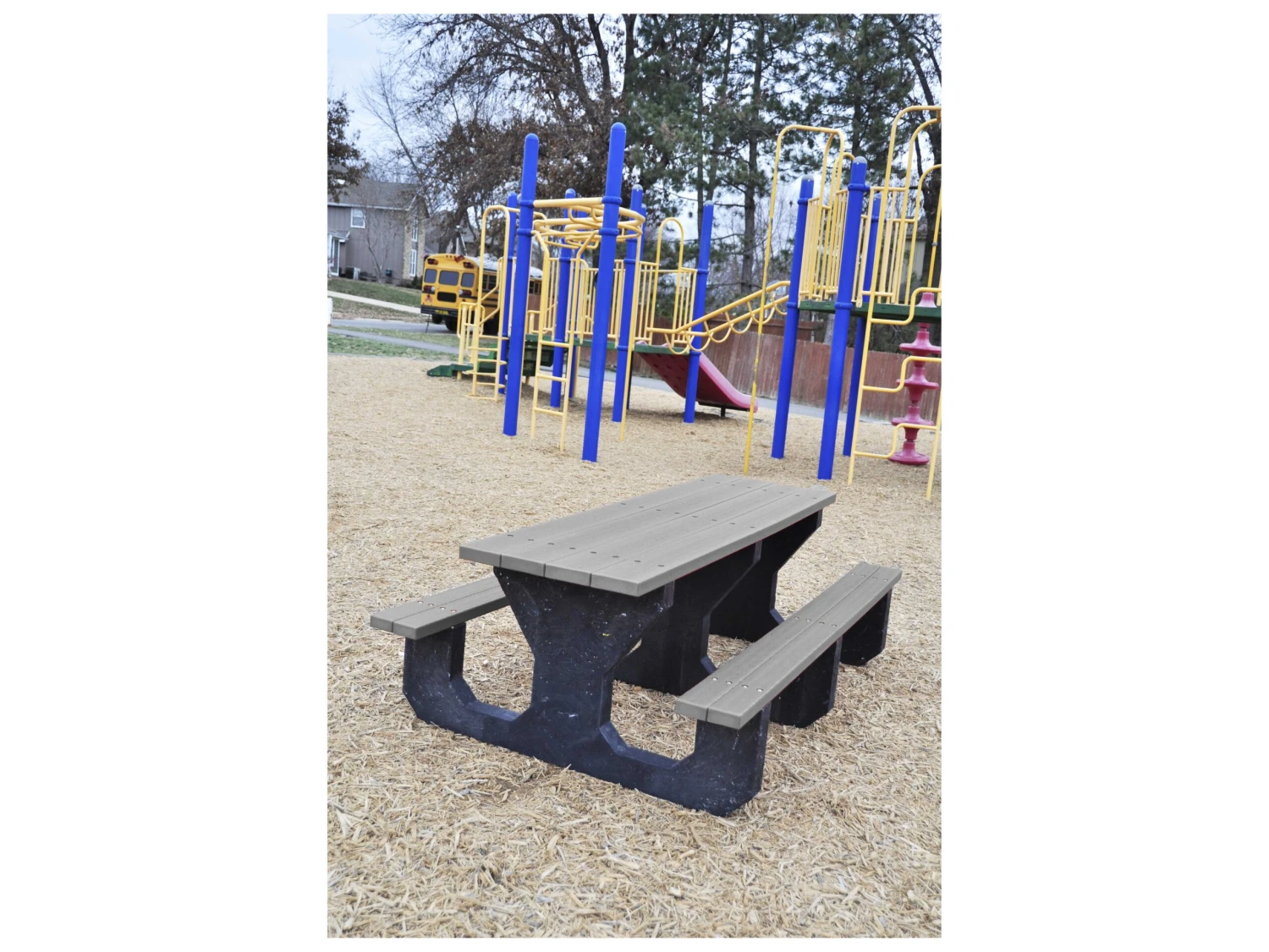 Frog Furnishings Youth Recycled Plastic 6 Ft. 72''W X 45''D Rectangular Picnic Table 3 Frog Furnishings Youth Recycled Plastic 6 Ft. 72''W X 45''D Rectangular Picnic Table - Image 3