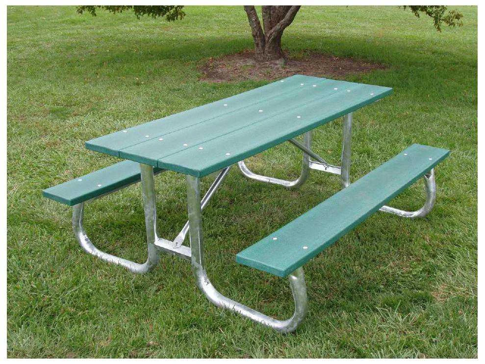 Frog Furnishings Galvanized Steel 8 Ft. 96''W X 70''D Rectangular Picnic Table 2 Frog Furnishings Galvanized Steel 8 Ft. 96''W X 70''D Rectangular Picnic Table - Image 2