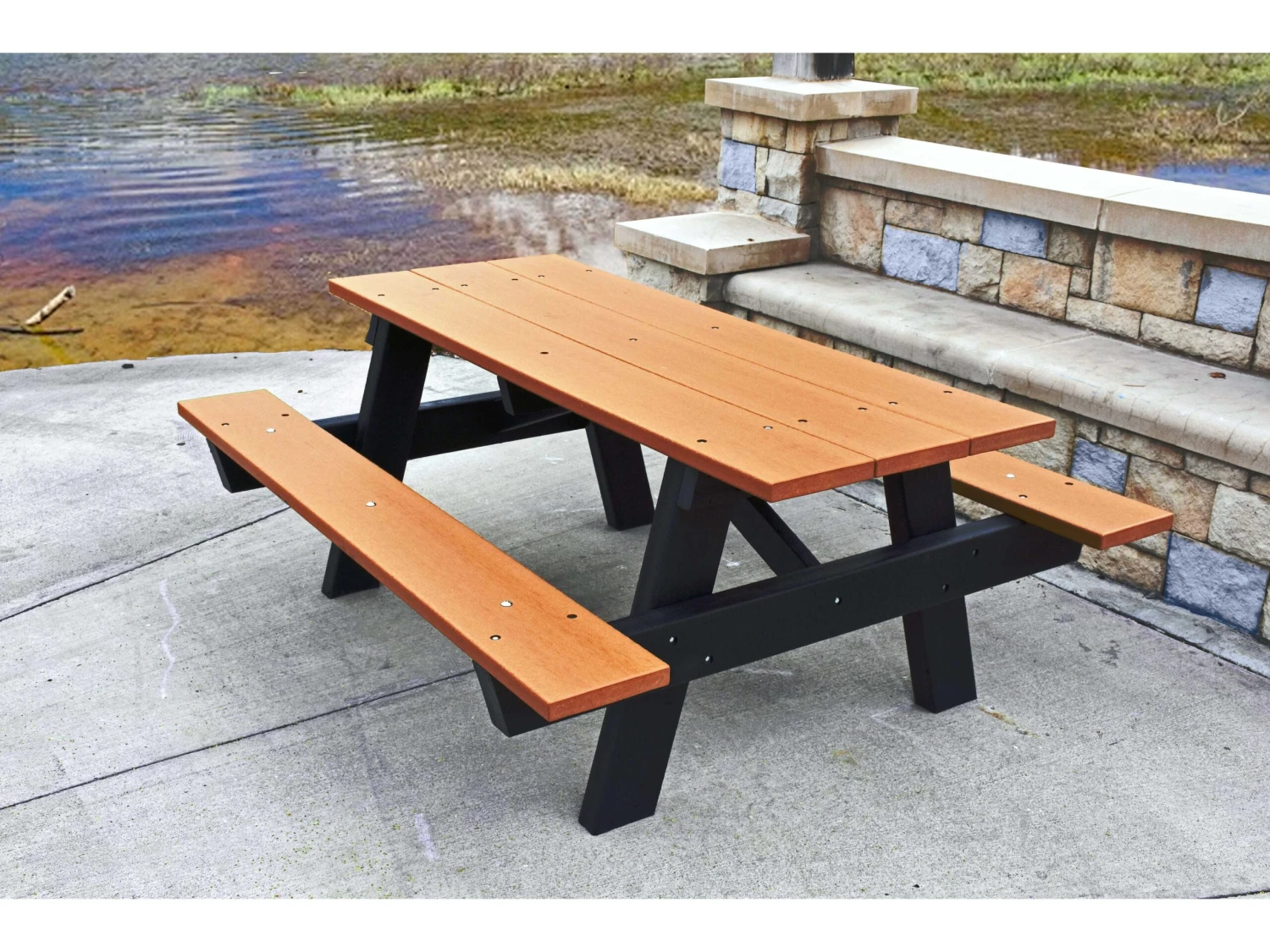 Frog Furnishings A Frame ADA Recycled Plastic 6 Ft. 96''W X 60''D Rectangular Picnic Table 1 Frog Furnishings A Frame ADA Recycled Plastic 6 Ft. 96''W X 60''D Rectangular Picnic Table