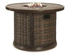 Lane Venture South Hampton Wicker 42'' Round Gas Fire Pit Table -Patio Vibe Store LAV19790421 zm