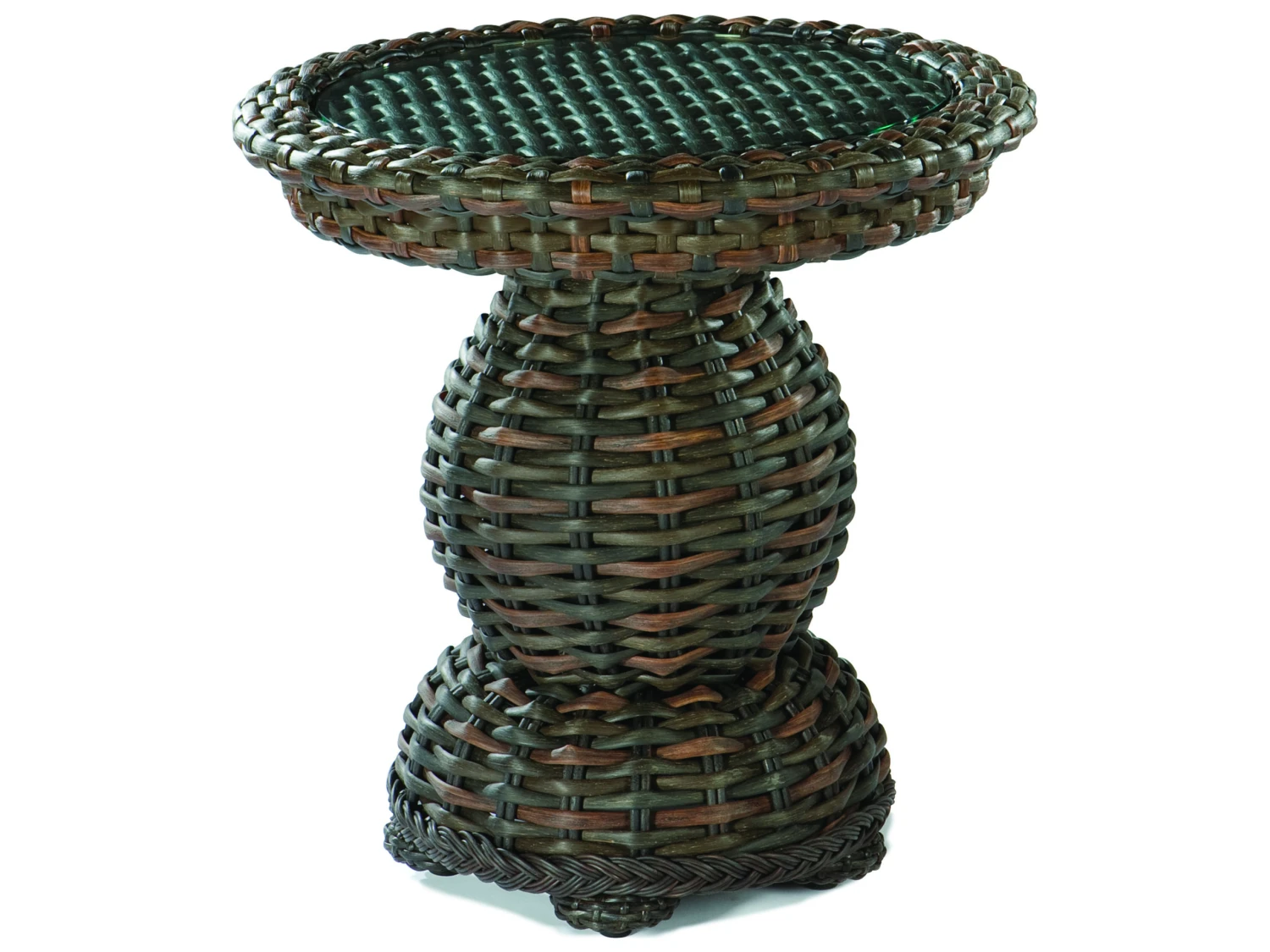 Lane Venture South Hampton Wicker 24'' Round Glass Top End Table 4 Lane Venture South Hampton Wicker 24'' Round Glass Top End Table - Image 4
