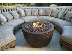 Lane Venture South Hampton Wicker 42'' Round Gas Fire Pit Table -Patio Vibe Store LAVERNSTHWFRPSECLNGSET11 zm