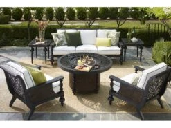 Lane Venture Hemingway Plantation Black Truffle Cast Aluminum 48'' Round Fire Pit Table