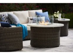 Lane Venture Oasis Ash Wicker 42'' Round Gas Fire Pit Table -Patio Vibe Store LAVOASISFRPTLNGSET21 zm