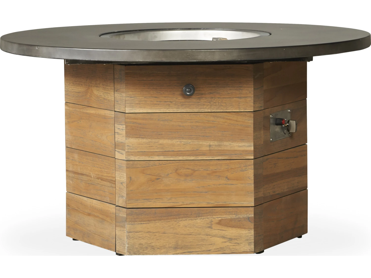 Lloyd Flanders Teak Antique Gray 47'' Hexagonal Fire Pit Table 9 Lloyd Flanders Teak Antique Gray 47'' Hexagonal Fire Pit Table - Image 9