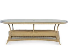 Lloyd Flanders Dining & Accessory Wicker 85'' X 44.5'' Oval Dining Table With Umbrella Hole -Patio Vibe Store LF790841 zm