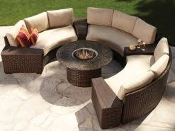 Lloyd Flanders Contempo Wicker 48'' Round Stone Fire Pit Table -Patio Vibe Store LFCNTSCT21 zm