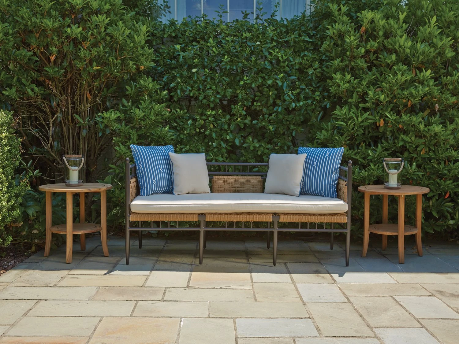 Lloyd Flanders Teak 23'' Round Tapered Leg End Table With Shelf 2 Lloyd Flanders Teak 23'' Round Tapered Leg End Table With Shelf - Image 2