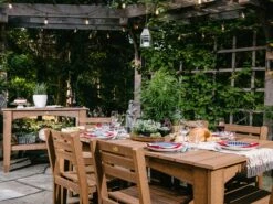 LuxCraft Recycled Plastic 72 X 44 Rectangular Island Dining Table With Umbrella Hole