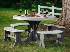 LuxCraft Recycled Plastic 48 Round Dining Height Table With Umbrella Hole