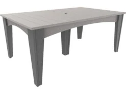 LuxCraft Recycled Plastic 72 X 44 Rectangular Island Dining Table With Umbrella Hole -Patio Vibe Store LUXIDT4472RDINING12 zm