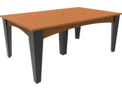 LuxCraft Recycled Plastic 72 X 44 Rectangular Island Dining Table With Umbrella Hole -Patio Vibe Store LUXIDT4472RDINING3 zm