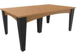 LuxCraft Recycled Plastic 72 X 44 Rectangular Island Dining Table With Umbrella Hole -Patio Vibe Store LUXIDT4472RDINING6 zm