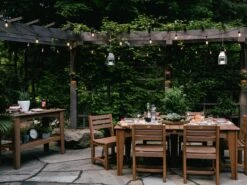 LuxCraft Recycled Plastic 72 X 44 Rectangular Island Dining Table With Umbrella Hole -Patio Vibe Store LUXIDT4472RDININGSET11 zm