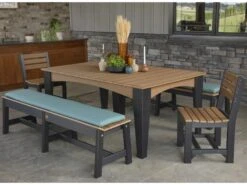 LuxCraft Recycled Plastic 72 X 44 Rectangular Island Dining Table With Umbrella Hole -Patio Vibe Store LUXIDT4472RDININGSET1 zm