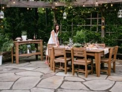 LuxCraft Recycled Plastic 72 X 44 Rectangular Island Dining Table With Umbrella Hole -Patio Vibe Store LUXIDT4472RDININGSET21 zm