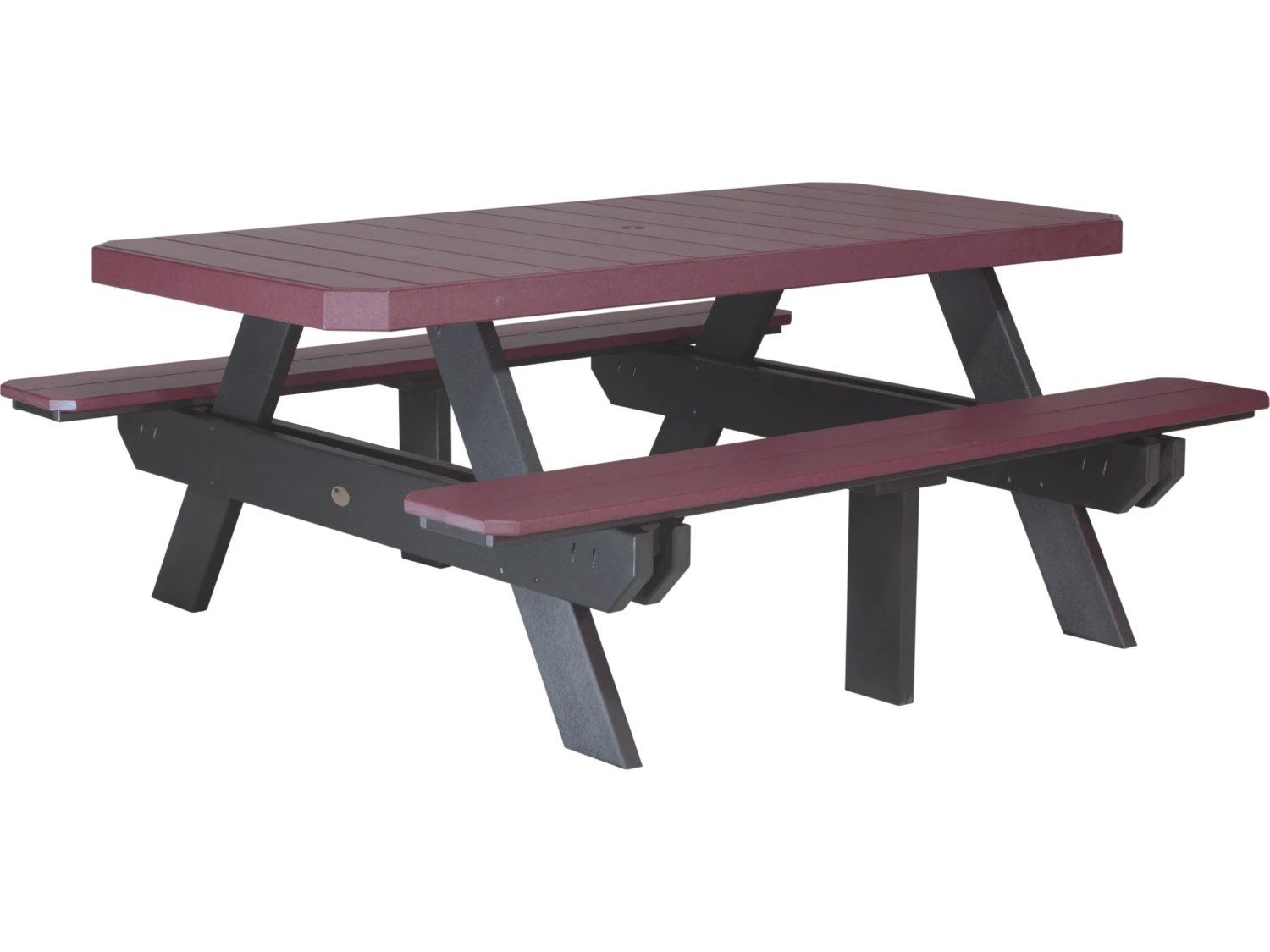 LuxCraft Recycled Plastic 73.5 X 64 Rectangular Picnic Table With Umbrella Hole 10 LuxCraft Recycled Plastic 73.5 X 64 Rectangular Picnic Table With Umbrella Hole - Image 10