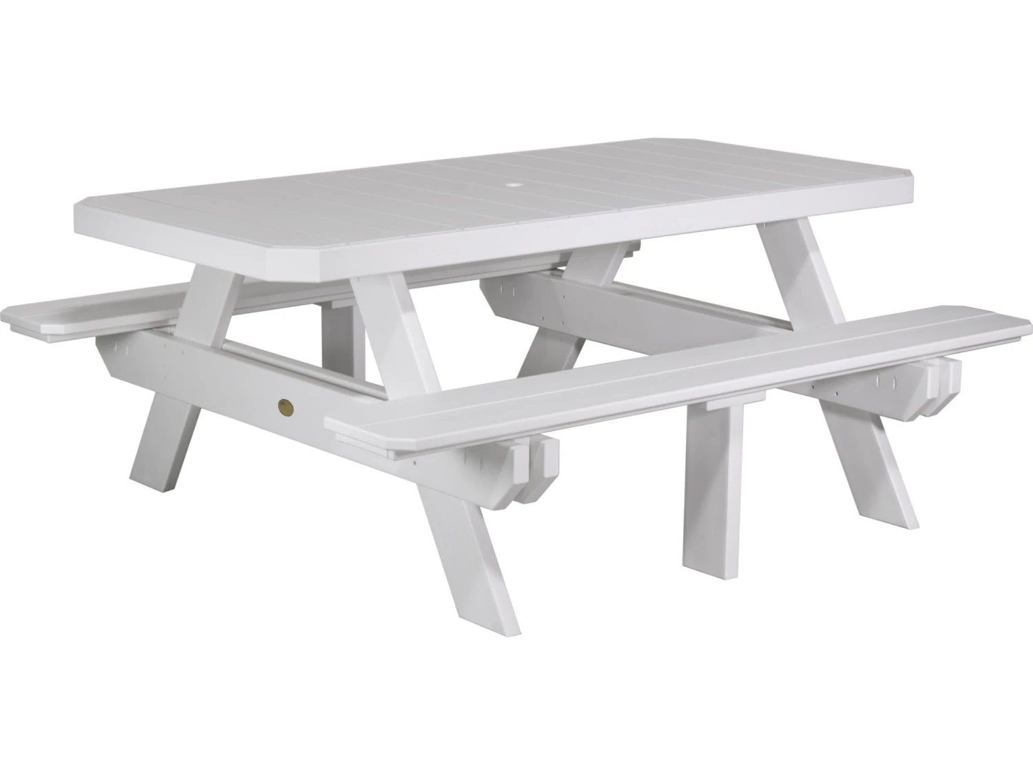 LuxCraft Recycled Plastic 73.5 X 64 Rectangular Picnic Table With Umbrella Hole 14 LuxCraft Recycled Plastic 73.5 X 64 Rectangular Picnic Table With Umbrella Hole - Image 14