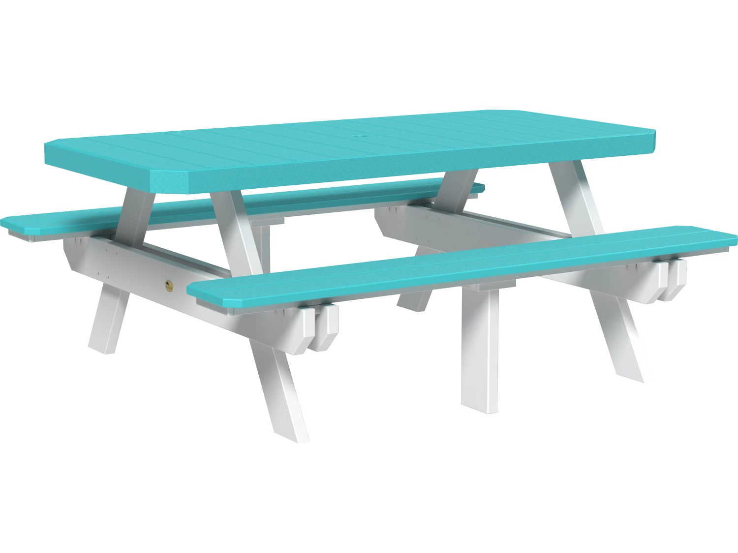 LuxCraft Recycled Plastic 73.5 X 64 Rectangular Picnic Table With Umbrella Hole 1 LuxCraft Recycled Plastic 73.5 X 64 Rectangular Picnic Table With Umbrella Hole