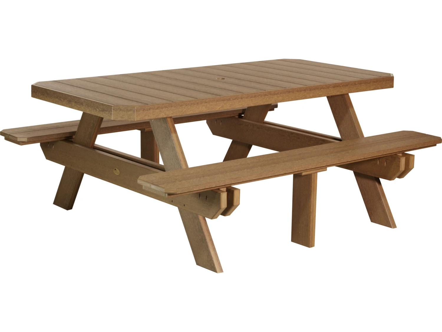 LuxCraft Recycled Plastic 73.5 X 64 Rectangular Picnic Table With Umbrella Hole 2 LuxCraft Recycled Plastic 73.5 X 64 Rectangular Picnic Table With Umbrella Hole - Image 2