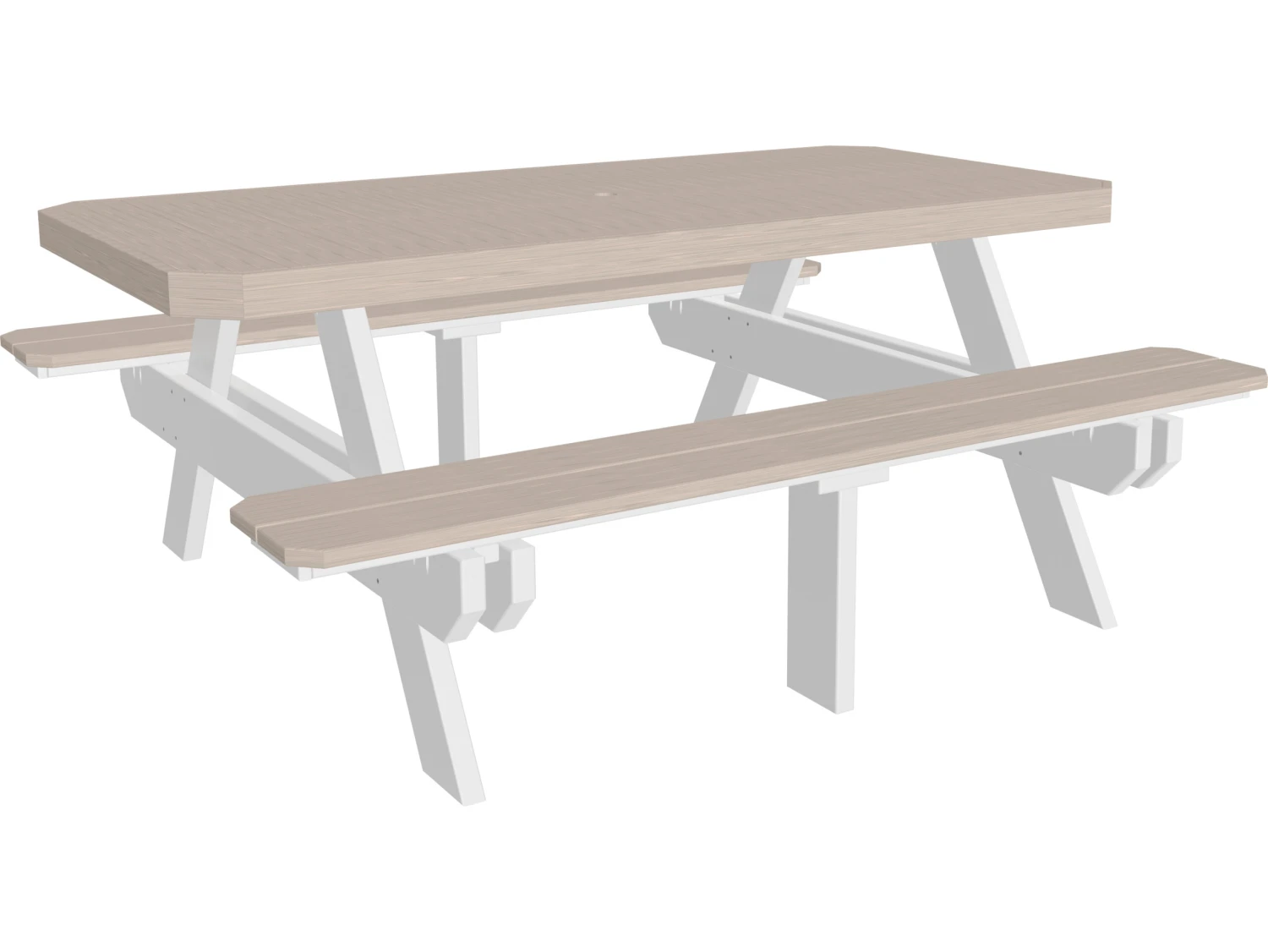 LuxCraft Recycled Plastic 73.5 X 64 Rectangular Picnic Table With Umbrella Hole 4 LuxCraft Recycled Plastic 73.5 X 64 Rectangular Picnic Table With Umbrella Hole - Image 4